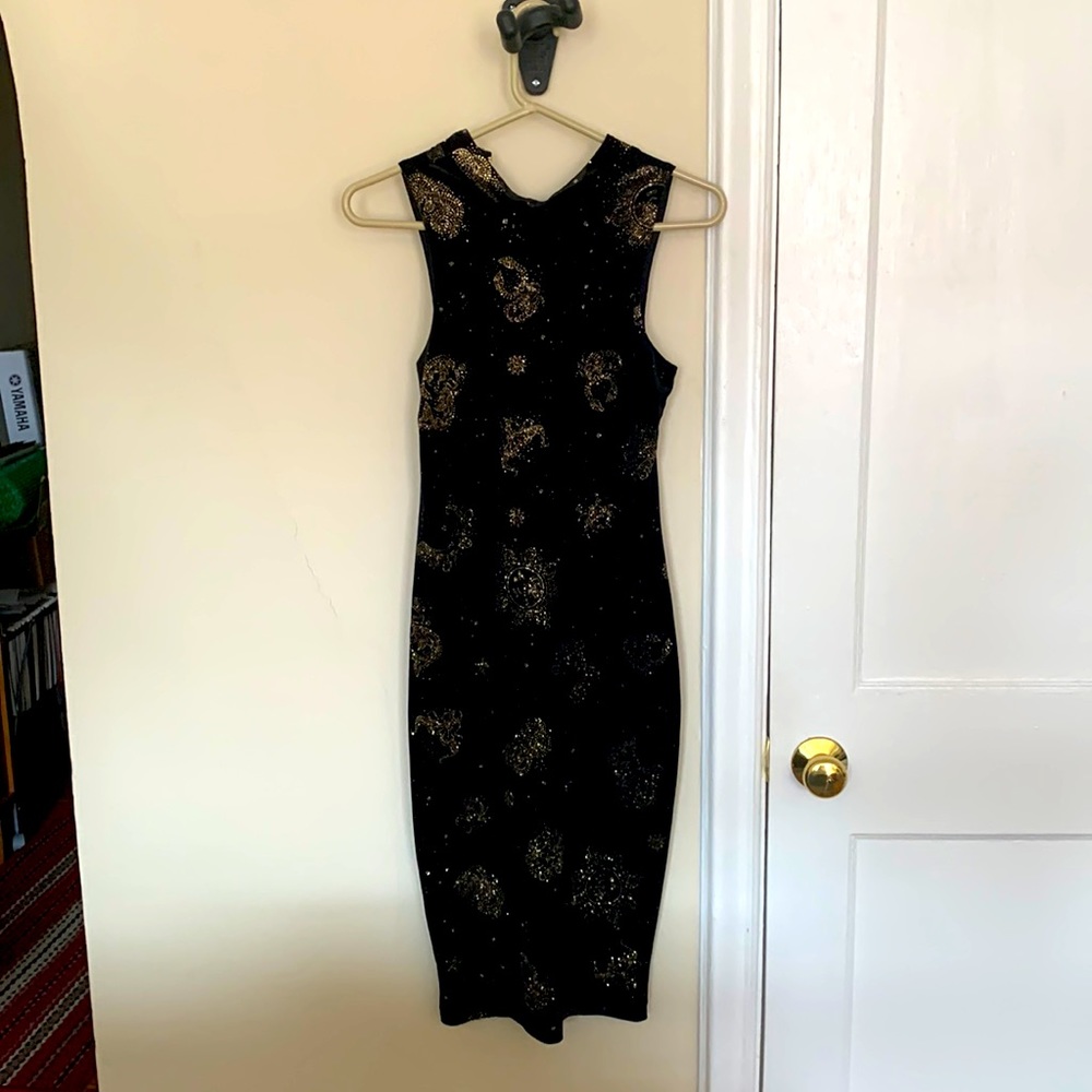 Ecoté black midi bodycon dress, size S